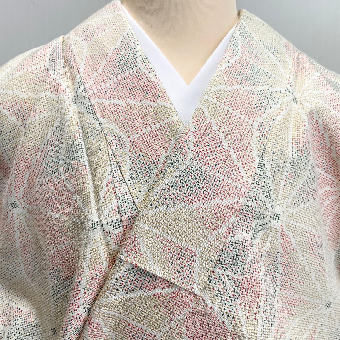 未使用　大島紬　袷仕立て　パステルカラー　名古屋帯（長尺）付き