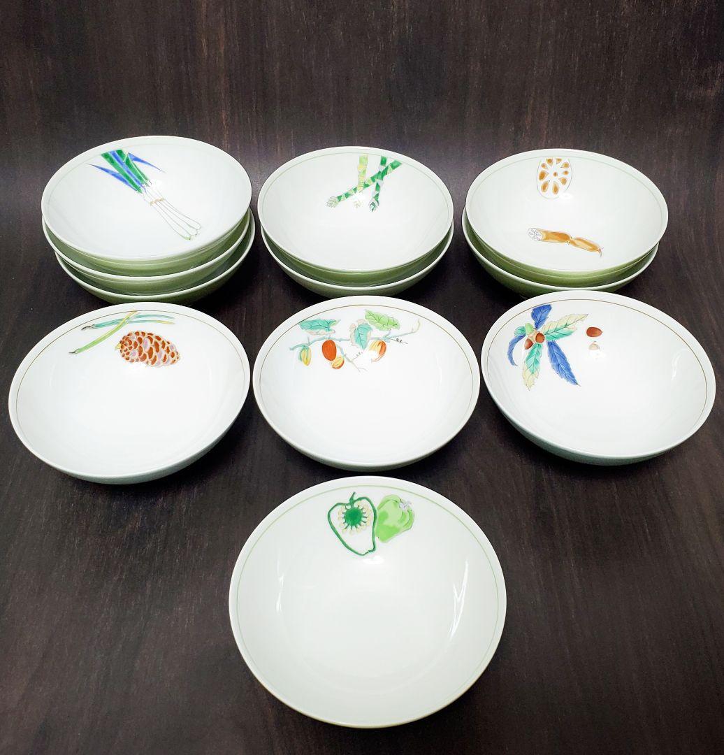 S11 深川製磁　野菜　みのり　茶碗　11客セット+おまけ付き　宮内庁御用達