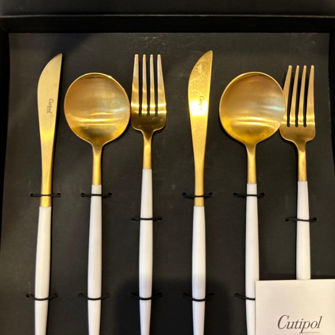値下げ⭐︎Cutipol ホワイトxゴールド　ディナーペアセット6点セット