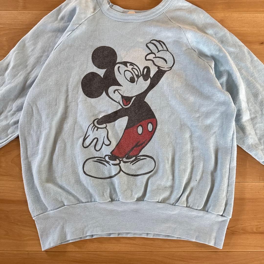 ミッキーマウス プリント トレーナー　ヴィンテージ　染み込みプリント