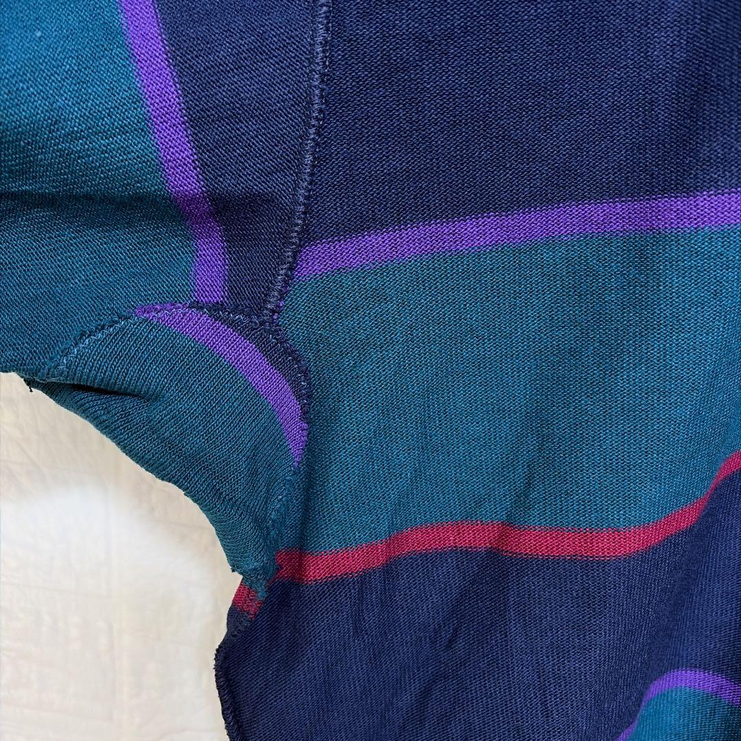 希少2XLT 90s BARBARIAN 厚手ラガーシャツ ボーダー 刺繍ロゴ