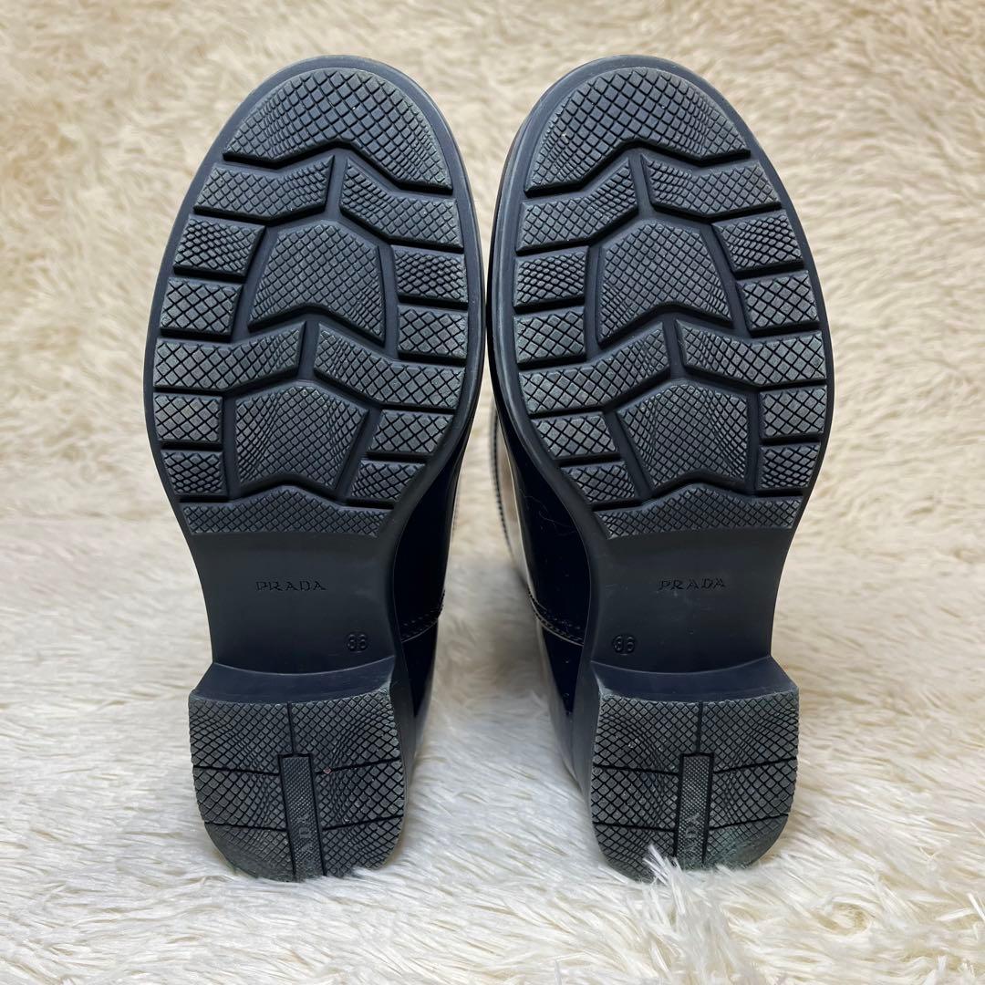 ✨希少✨ PRADA プラダ トライアングルロゴ レインブーツ ネイビー 36