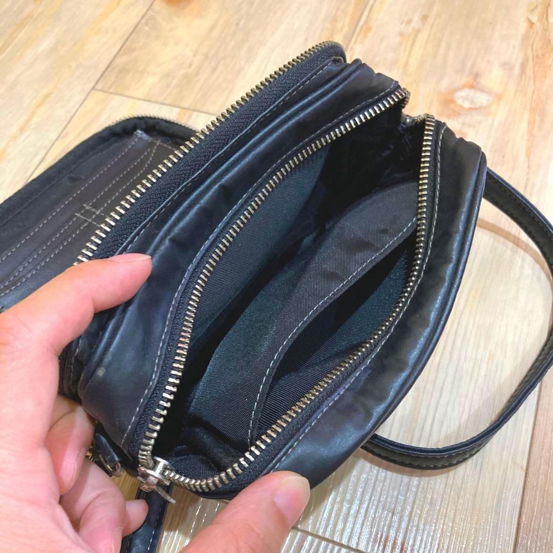 ■レア■ JPG ジャンポールゴルチエ 黒 レザー ポーチ ミニショルダーバッグ