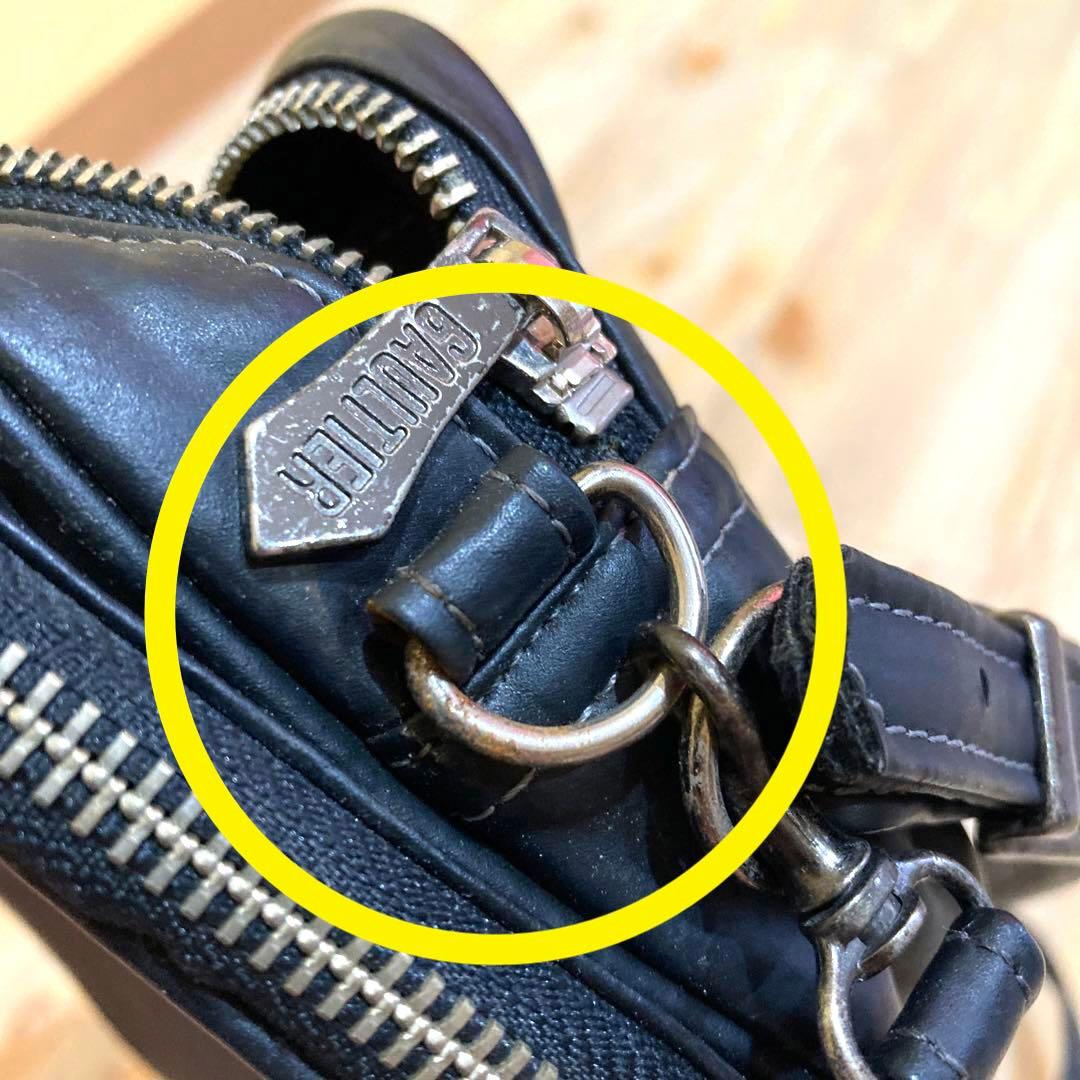 ■レア■ JPG ジャンポールゴルチエ 黒 レザー ポーチ ミニショルダーバッグ