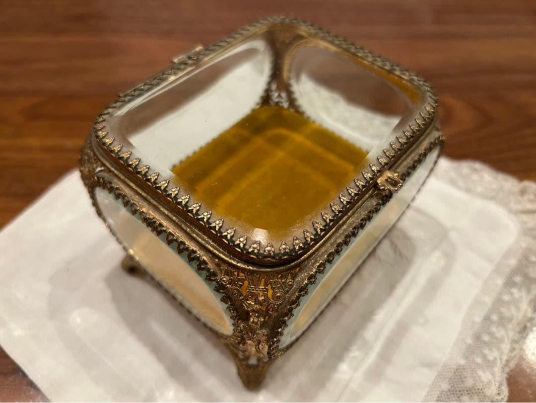 フランス　アンティーク オルモル　ジュエリーケース　ベベルガラス　美品