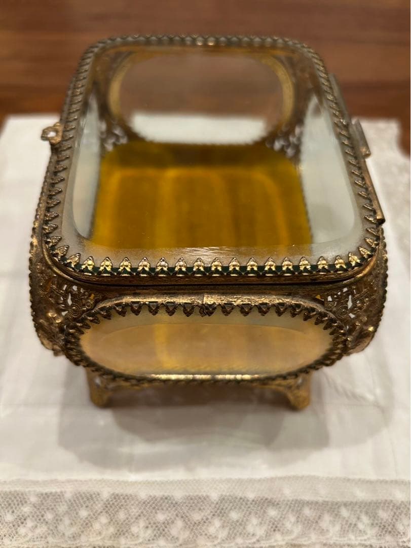フランス　アンティーク オルモル　ジュエリーケース　ベベルガラス　美品