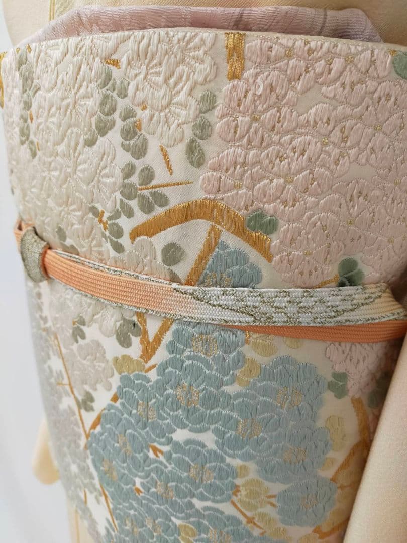 お見分け済　美品　手描き友禅　訪問着と袋帯帯締め