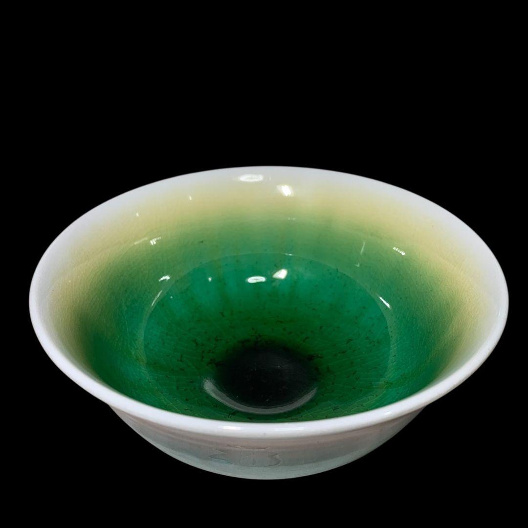 四代 徳田八十吉「曙」彩釉 茶碗 共箱 共布 九谷焼