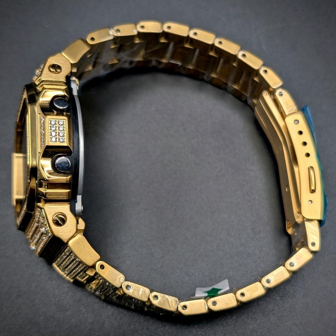 美品 GWX5700 電波ソーラー タイドグラフ ダイヤ装飾ゴールドフルメタル