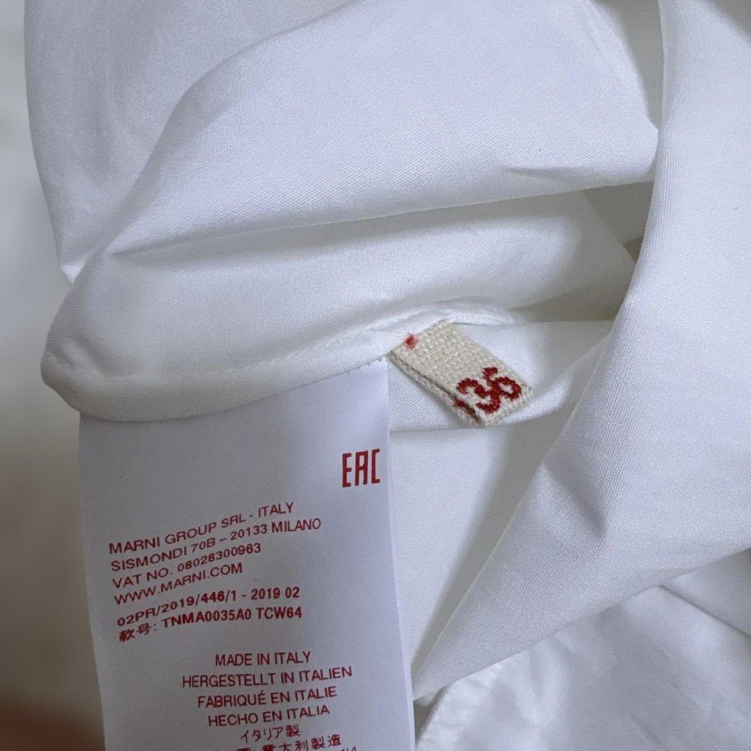 極美品　MARNI マルニ ステッチ 長袖ホワイト シャツワンピース