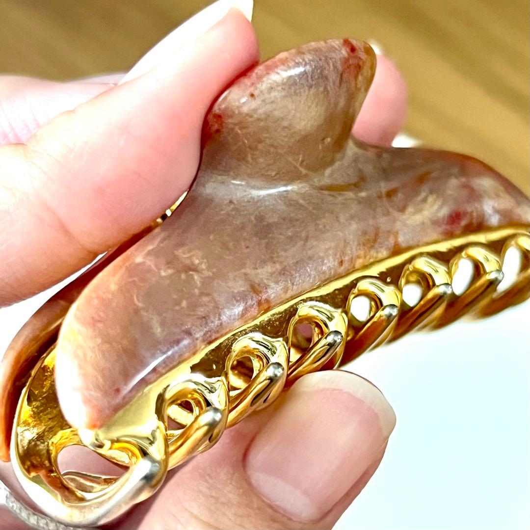 acca オレンジ系 ヘアクリップ　中サイズ