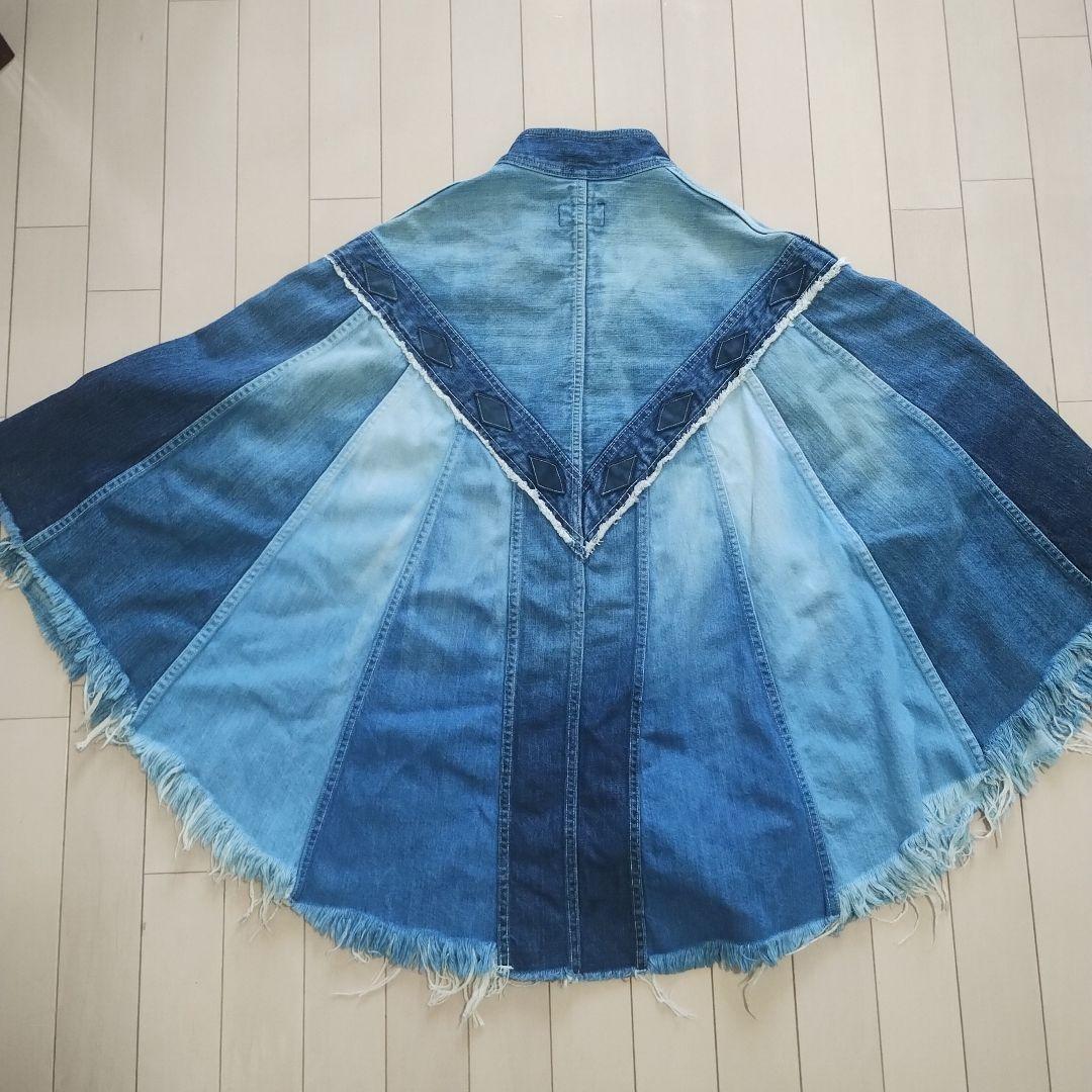 最終値下！BLUEBLUEブルーブルー藍染グラデーションデニムポンチョ馬聖林公司