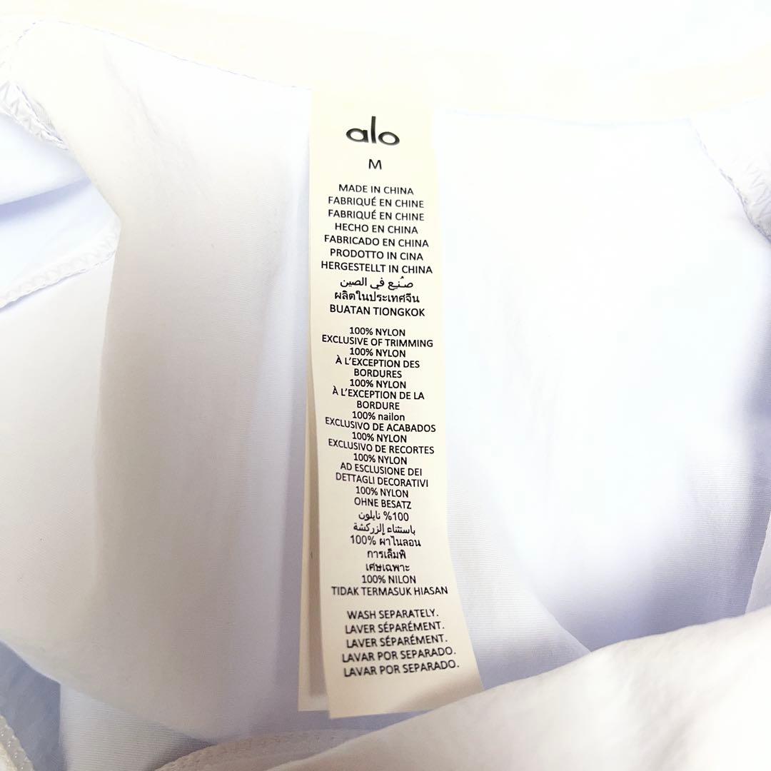 alo yoga ハーフジップ ショート丈ナイロン ジャケット ホワイト M