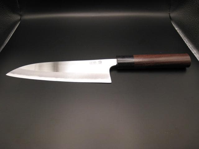 [新品未使用] 三徳包丁180mm 白紙1号 磨き仕上げ 紫檀 丸形
