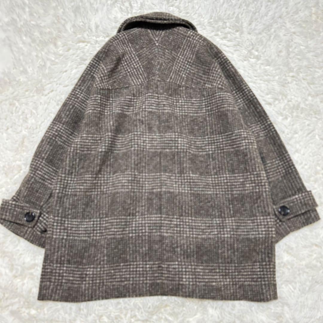 スピックアンドスパン　Wスライバーチェックハーフコート　36 ブラウン　23AW