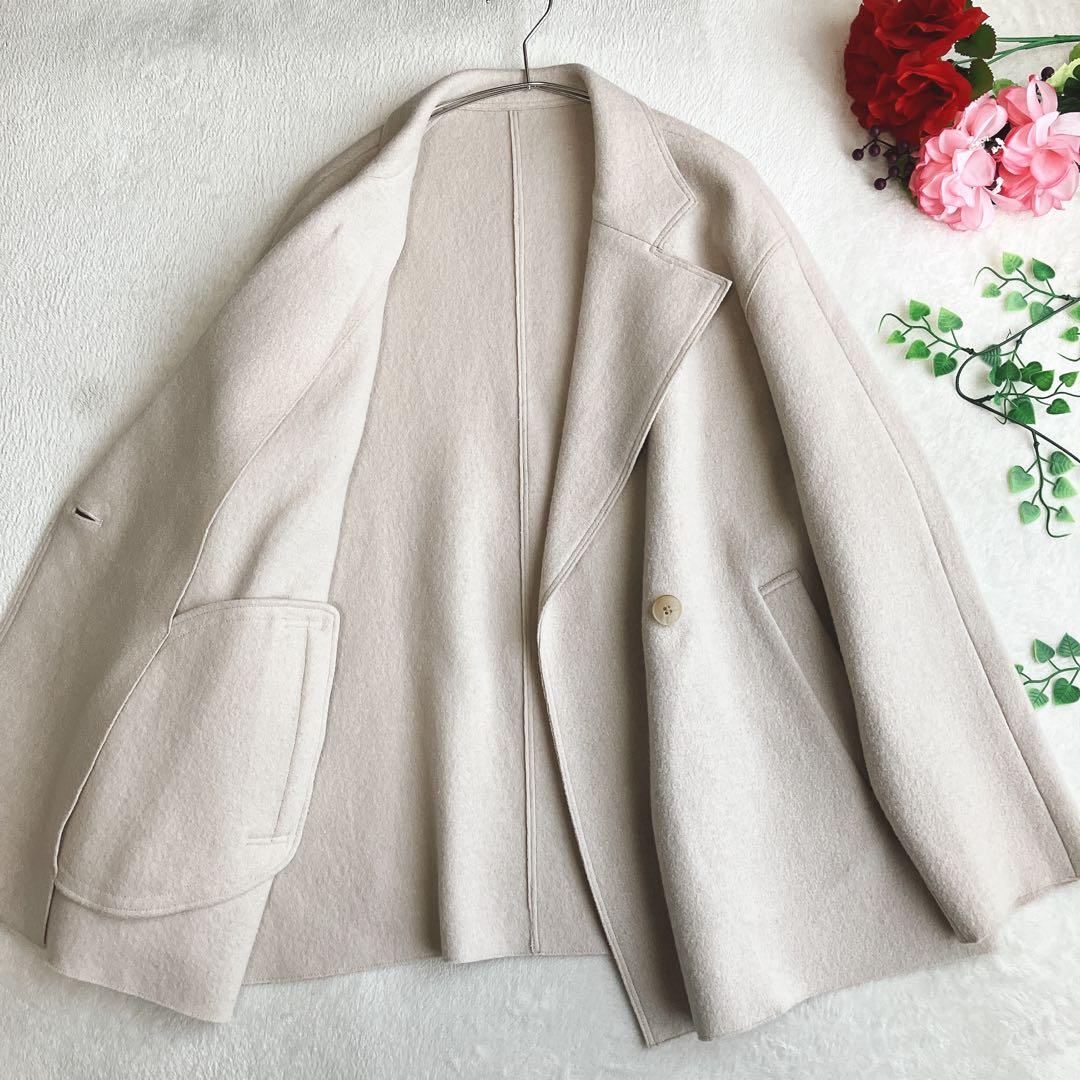 【24AW/美品】23区★ウールリバーコート ビッグシルエットドロップショルダー