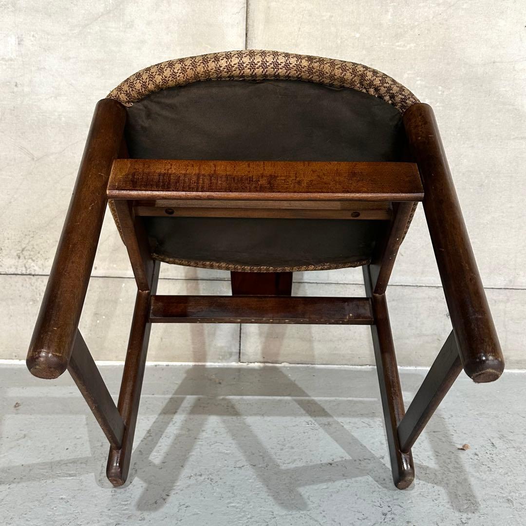 ✿70s✿ 昭和レトロ カリモク ヴィンテージチェア ファブリック 千鳥格子