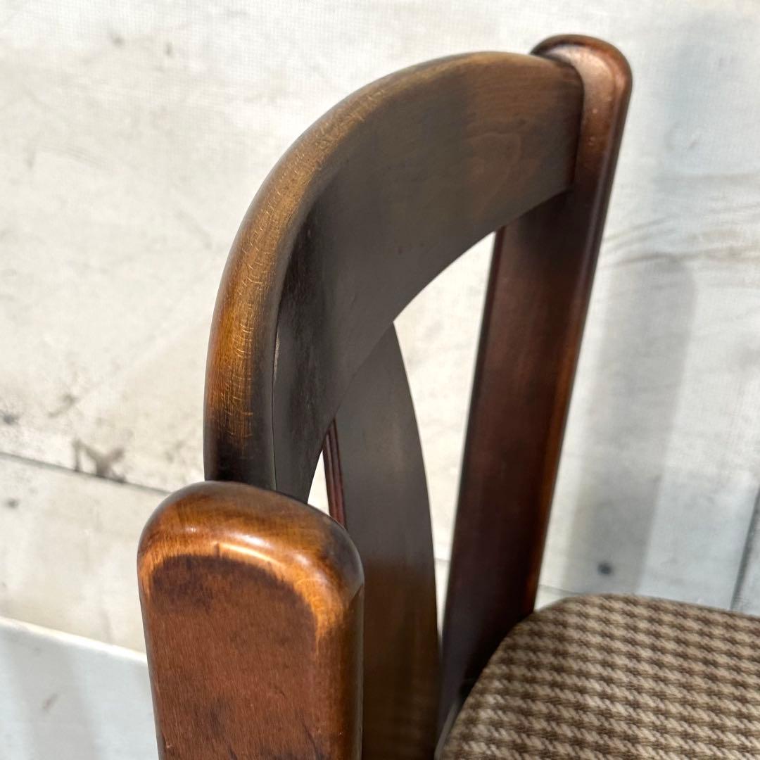 ✿70s✿ 昭和レトロ カリモク ヴィンテージチェア ファブリック 千鳥格子