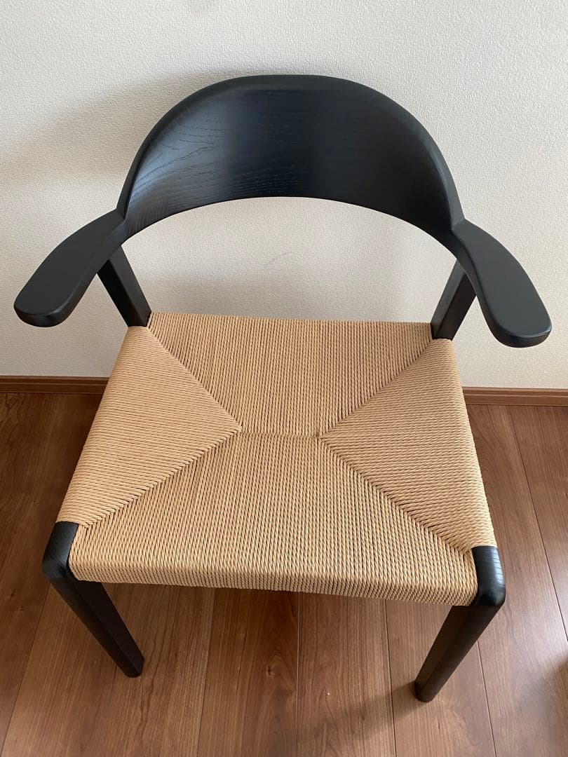 【訳あり品】ダイニングチェア　ペーパーコード　　食卓椅子　ブラック