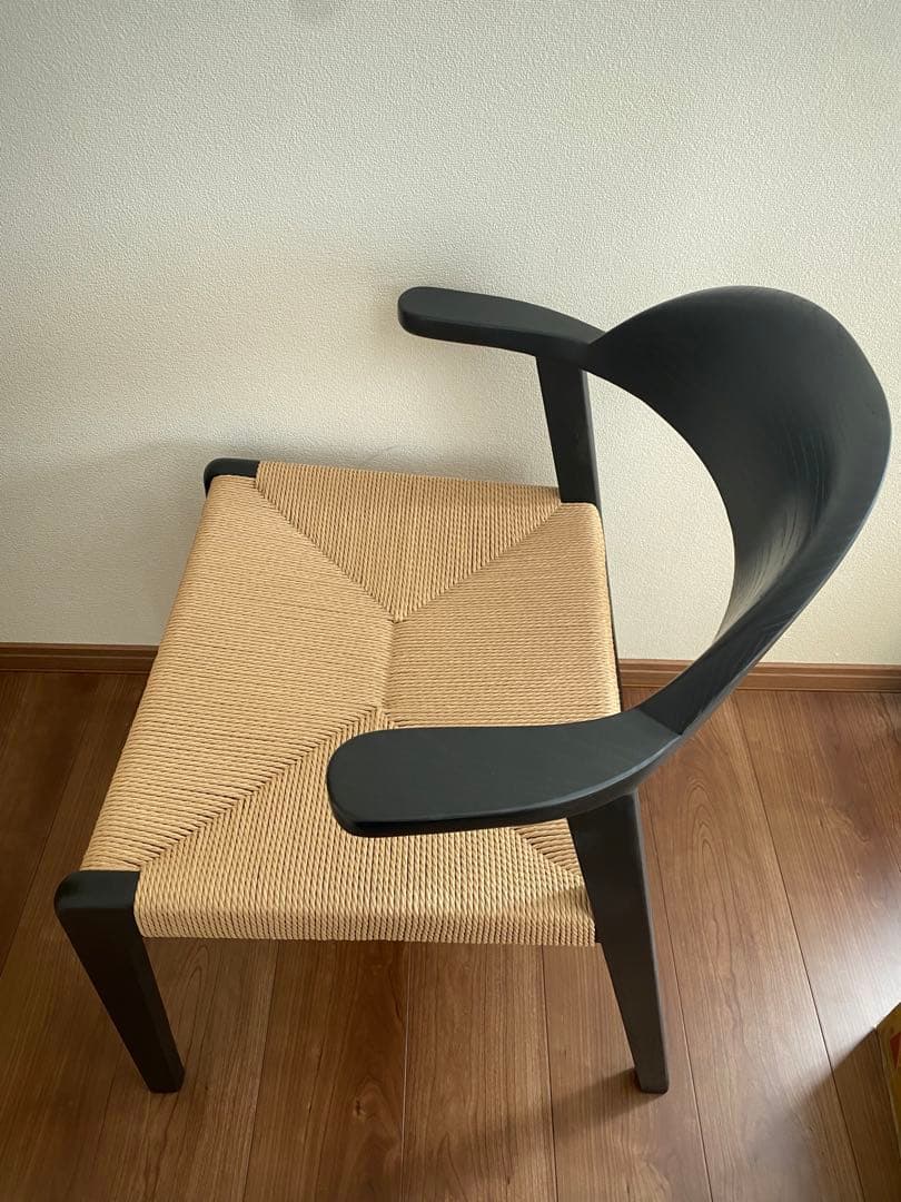 【訳あり品】ダイニングチェア　ペーパーコード　　食卓椅子　ブラック