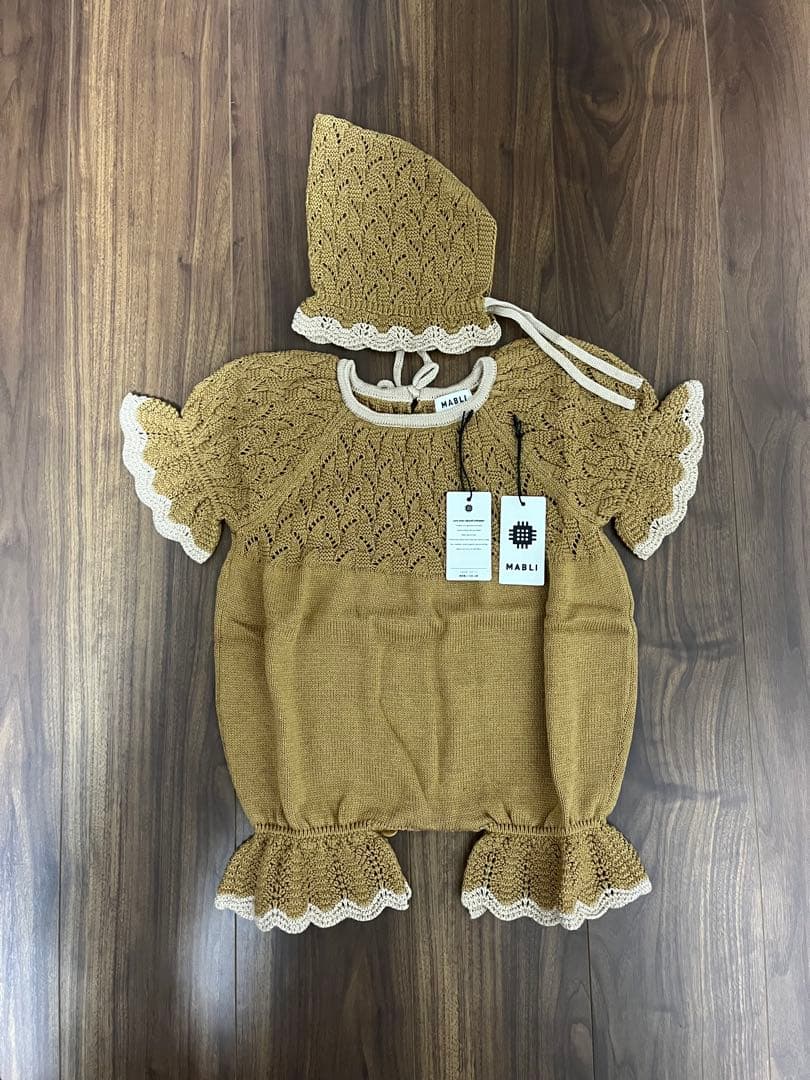MABLI 小人 ロンパース ボンネット18m ブラウン 2025SS マブリ