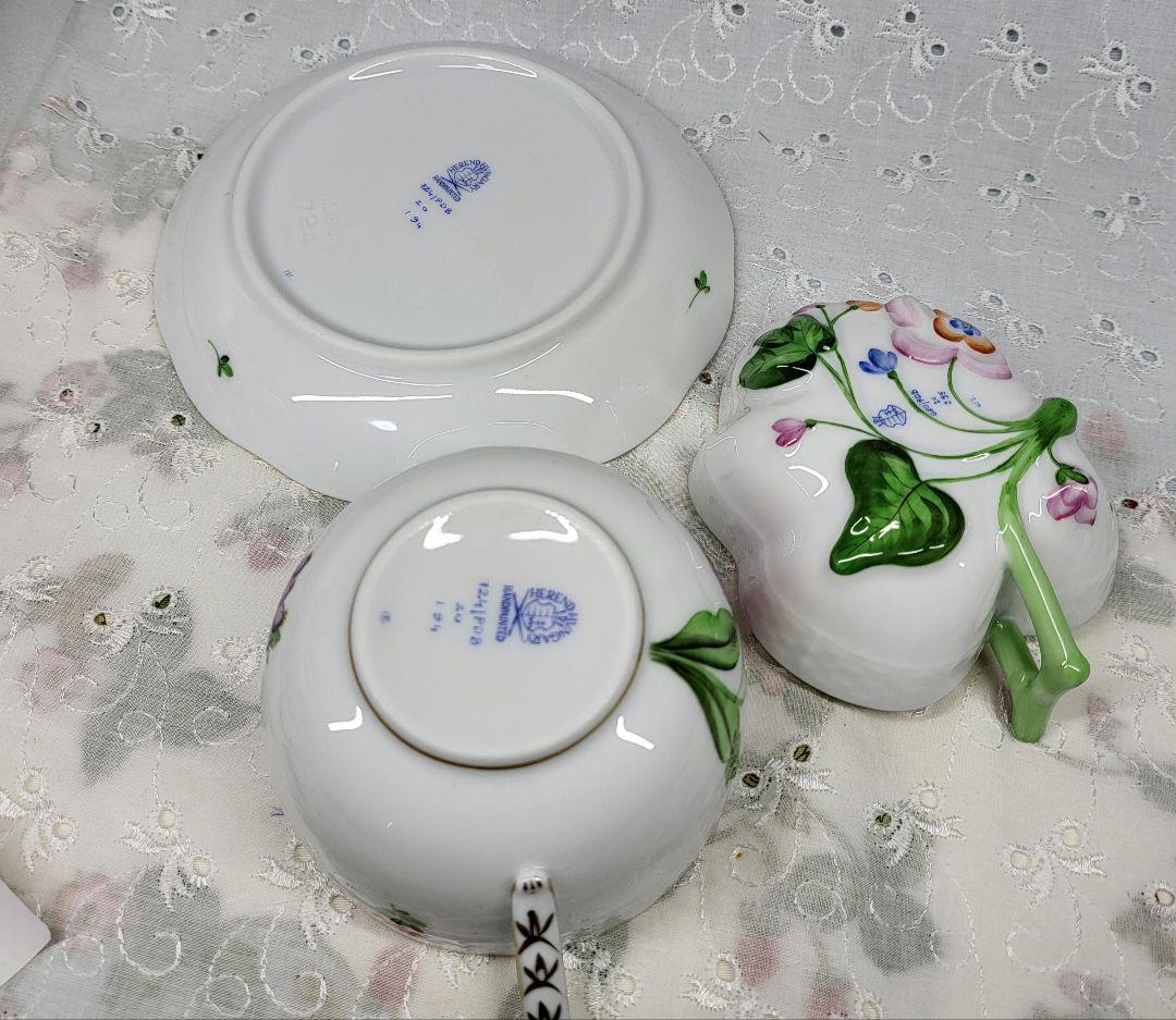 美品✨ヘレンド バコニーの春 ピンクのチューリップ カップ、シュガー2点