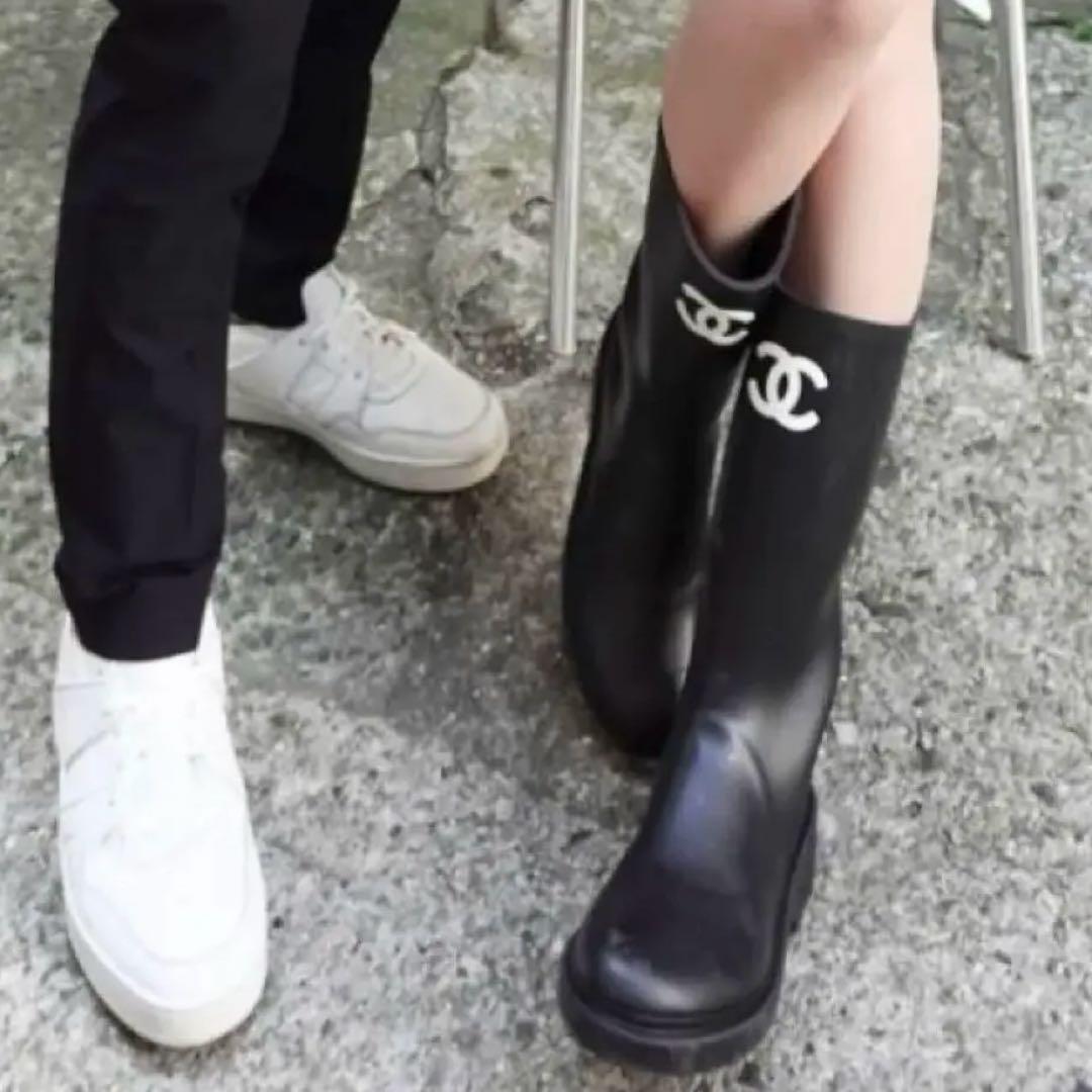 CHANEL ラバーロング　レインブーツ　37