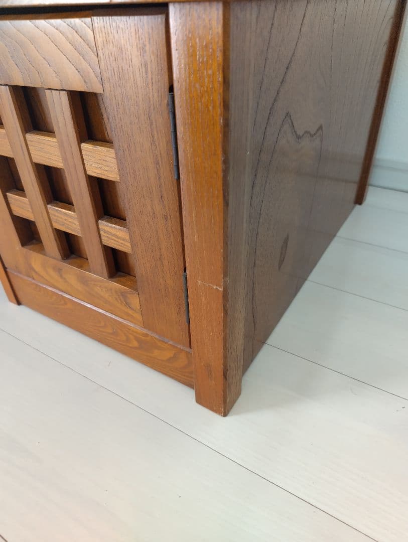 光製作所（hikari）文机 欅ケヤキ杢 片袖机 和室 座机 引き出し付き