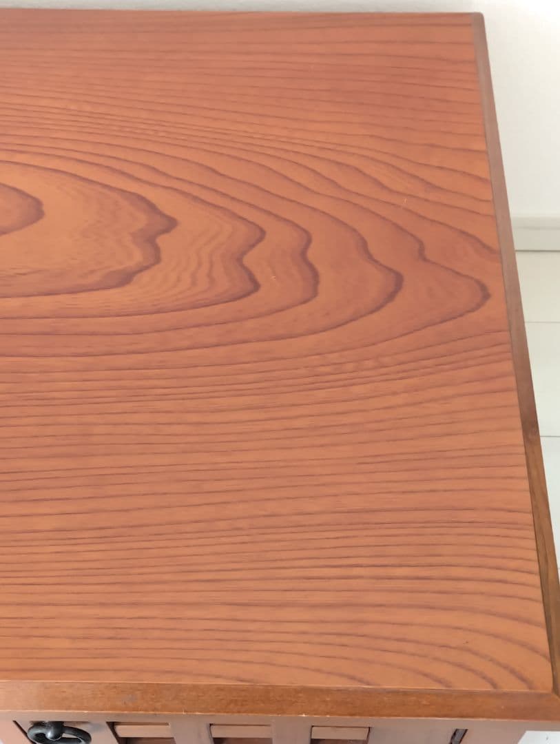 光製作所（hikari）文机 欅ケヤキ杢 片袖机 和室 座机 引き出し付き