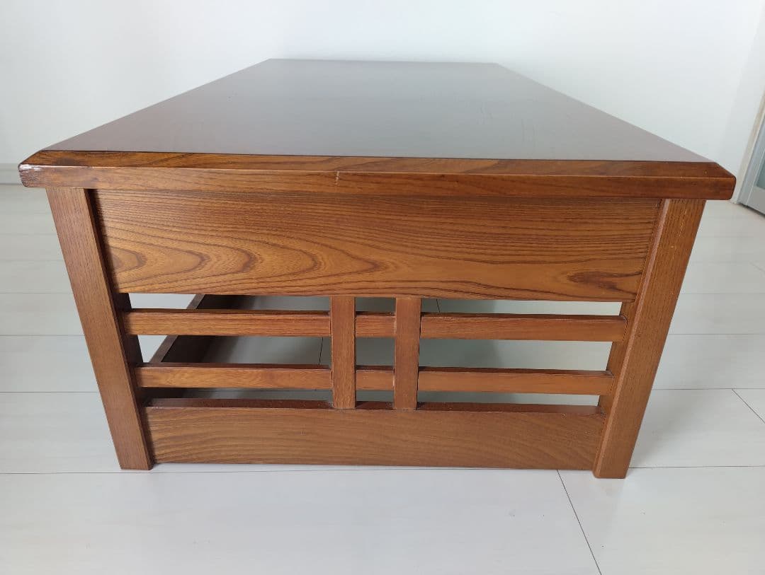 光製作所（hikari）文机 欅ケヤキ杢 片袖机 和室 座机 引き出し付き