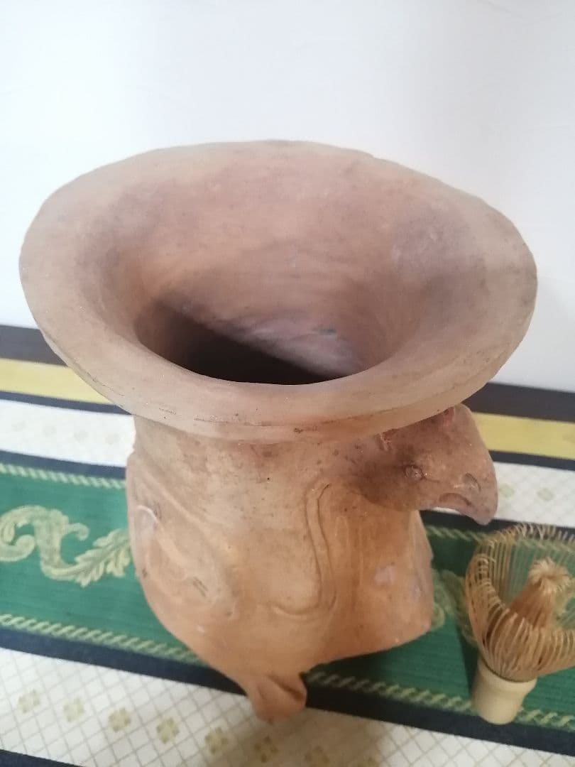 古代文明 ペルー 神獣 壺 発掘品 彩色土器 甕 穀物用壺 コンドル 神鳥