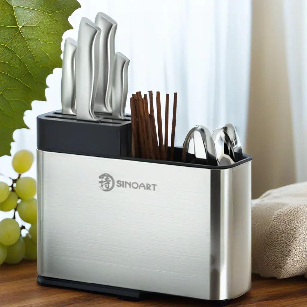 多機能ステンレス包丁スタンド キッチンツール収納可能 耐久性 高級感