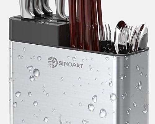 多機能ステンレス包丁スタンド キッチンツール収納可能 耐久性 高級感