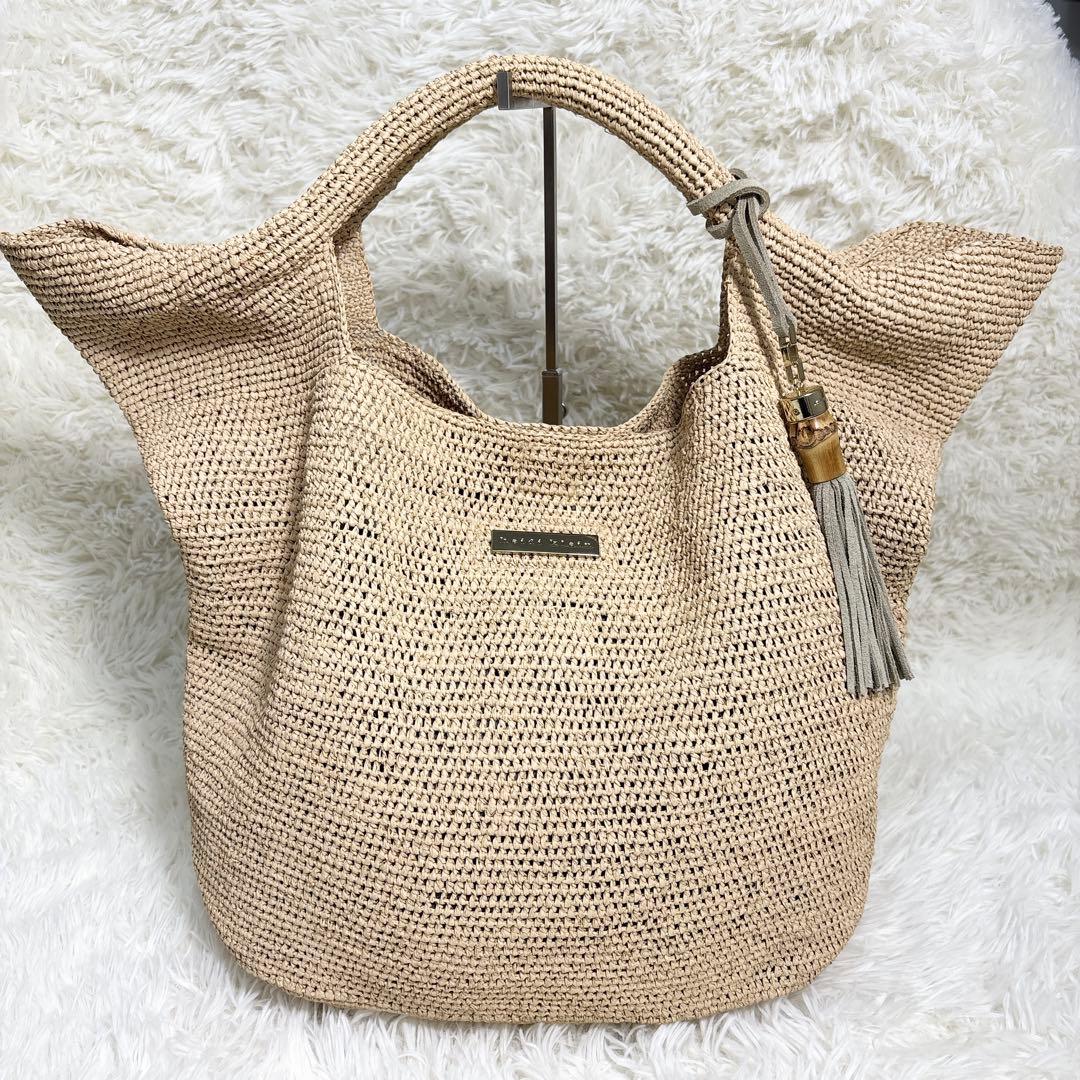 ☆美品☆HEIDI  ハイディクライン カゴバッグ ラフィア フリンジ