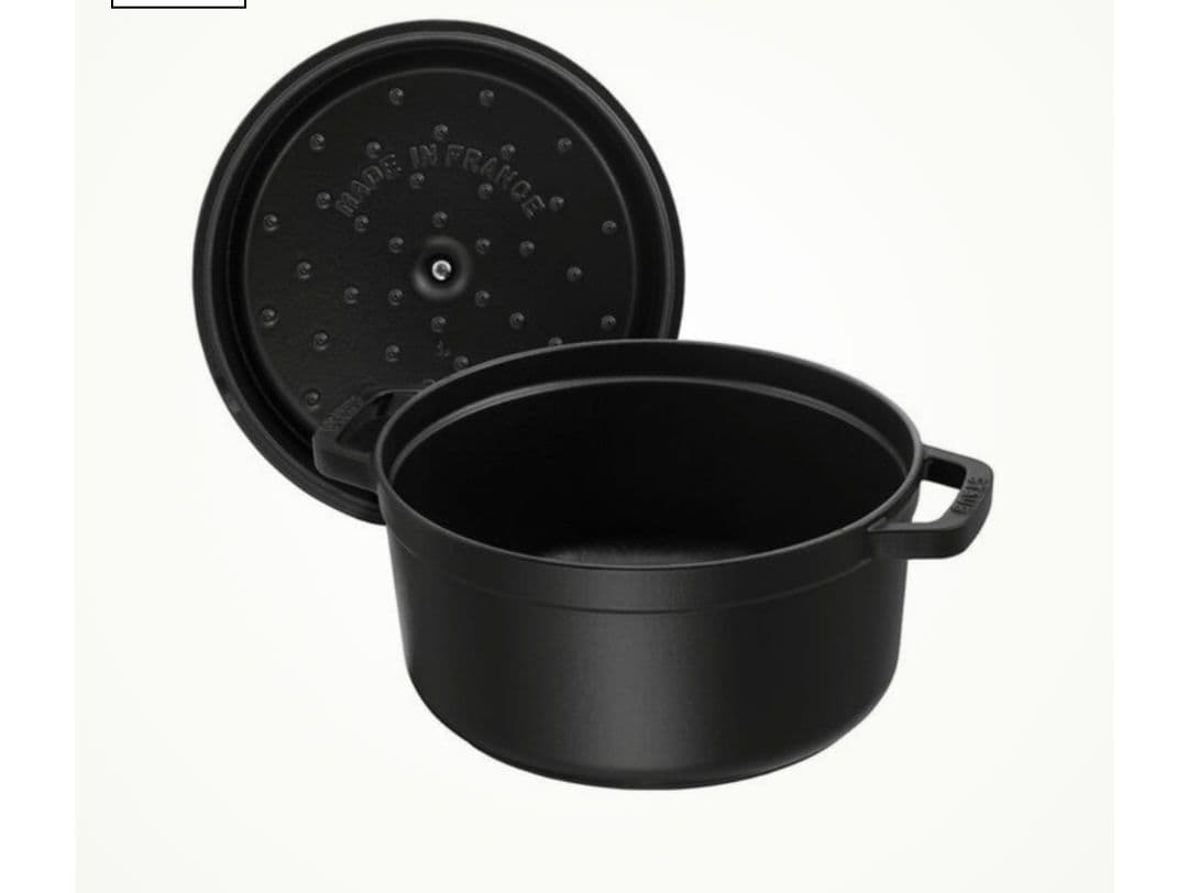 新品ストウブ　ピコ・ココットラウンドブラック鋳物ほうろう鍋