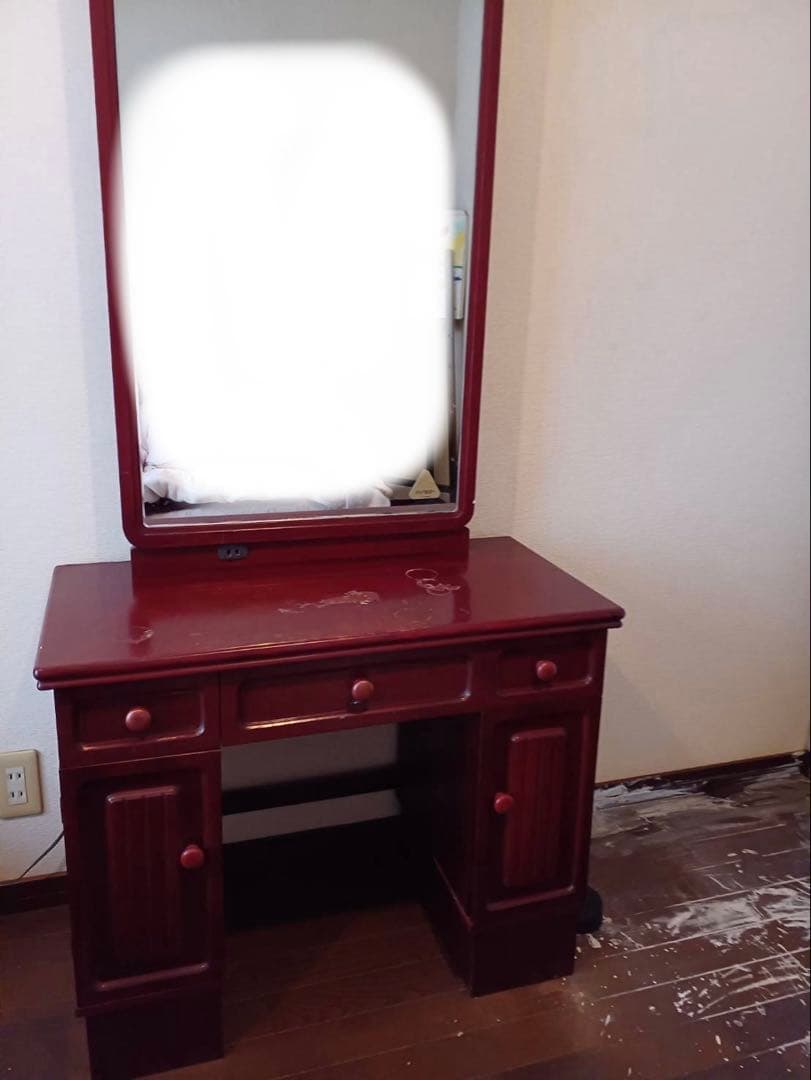 昭和レトロ　赤茶　クラシック　ドレッサー　鏡　鏡台 化粧台　 木製ドレッサー