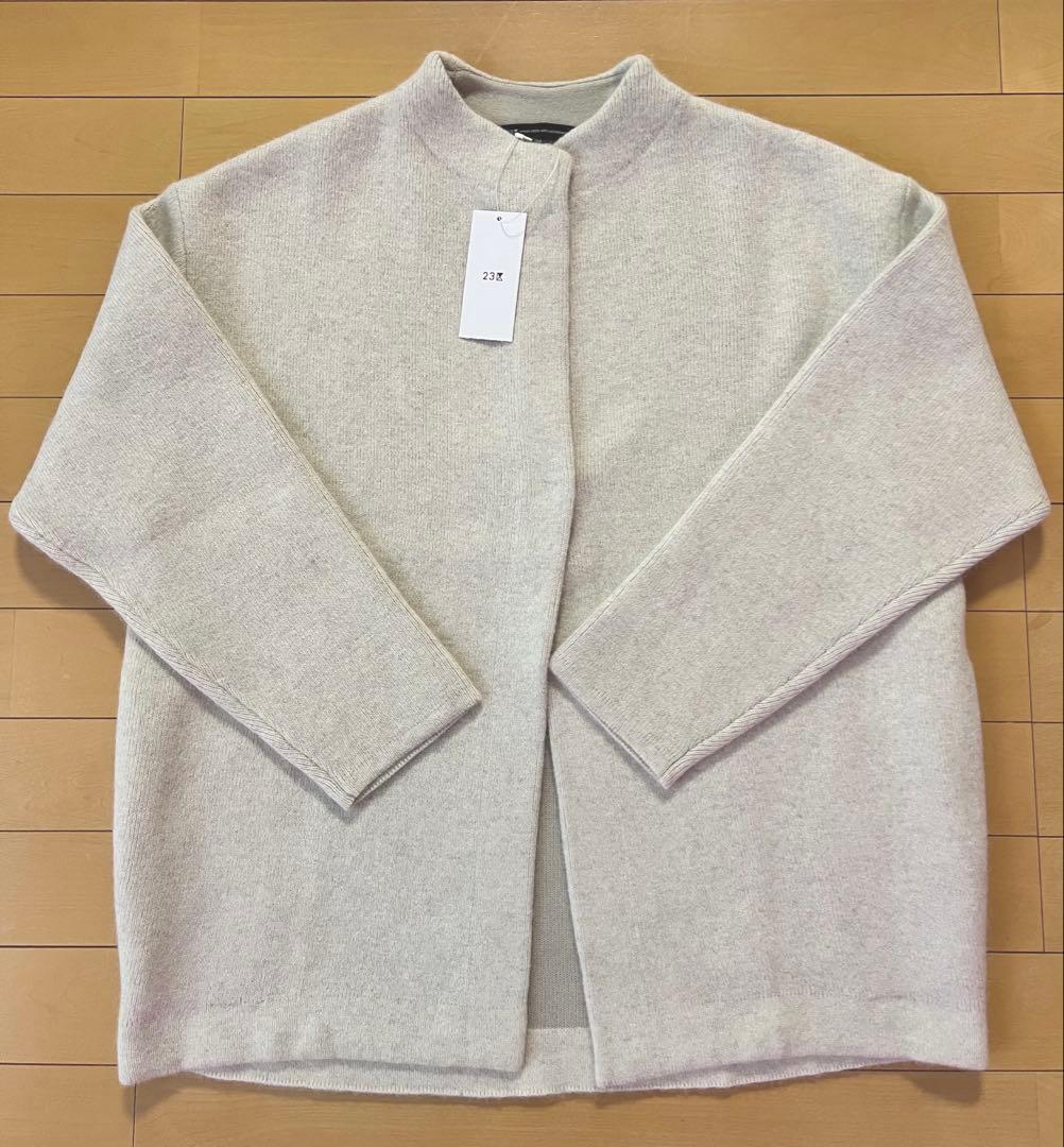 【新品・未使用】23区ラクーンブレンドダブルフェイスニットアウター／アイボリー