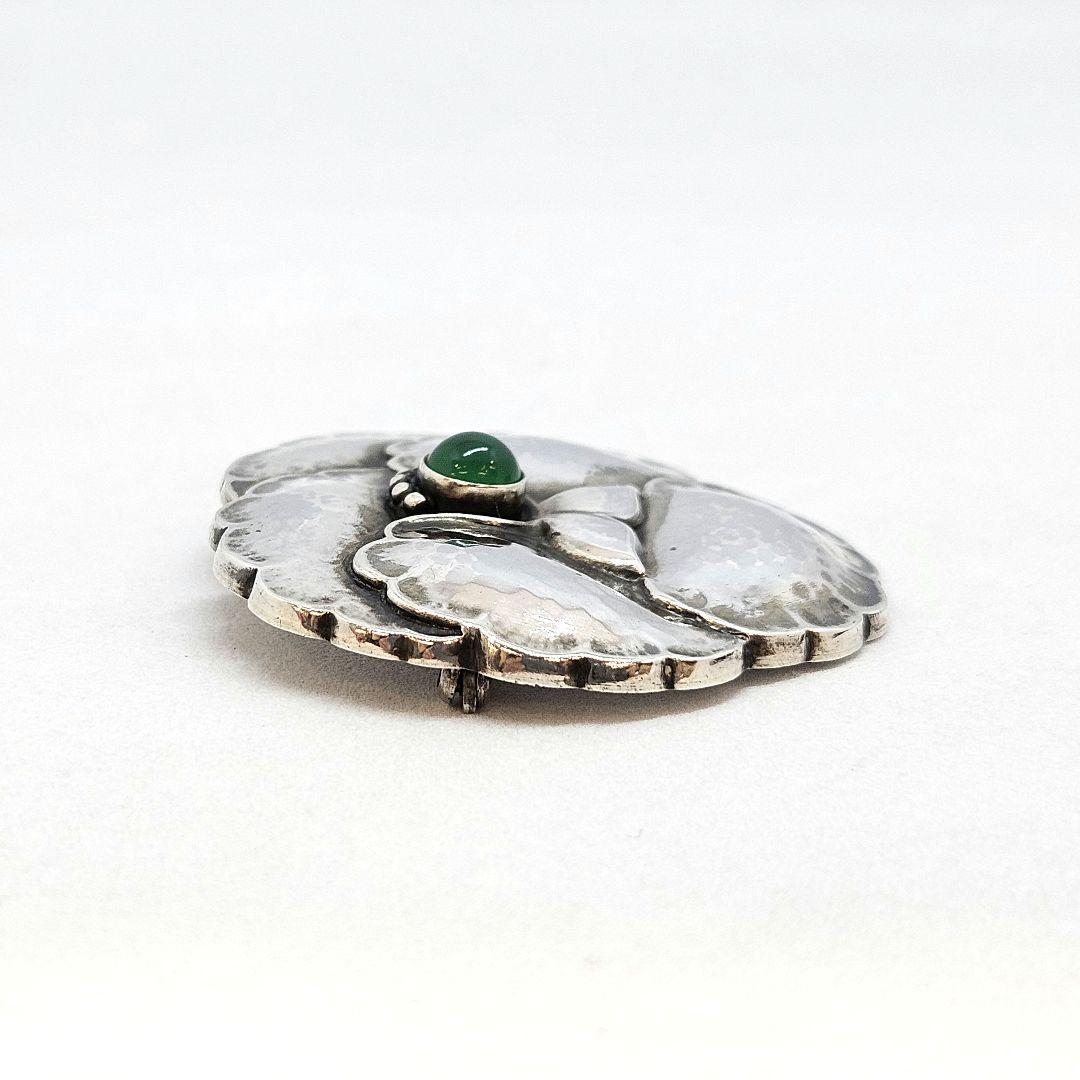 ジョージジェンセン ブローチ パンジー グリーンアゲイト ヴィオラ