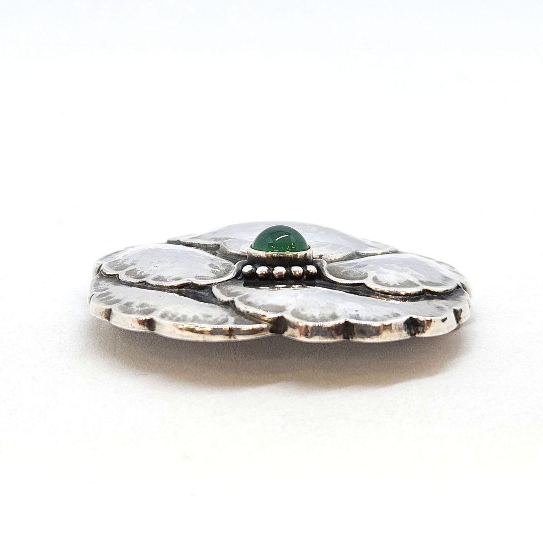 ジョージジェンセン ブローチ パンジー グリーンアゲイト ヴィオラ