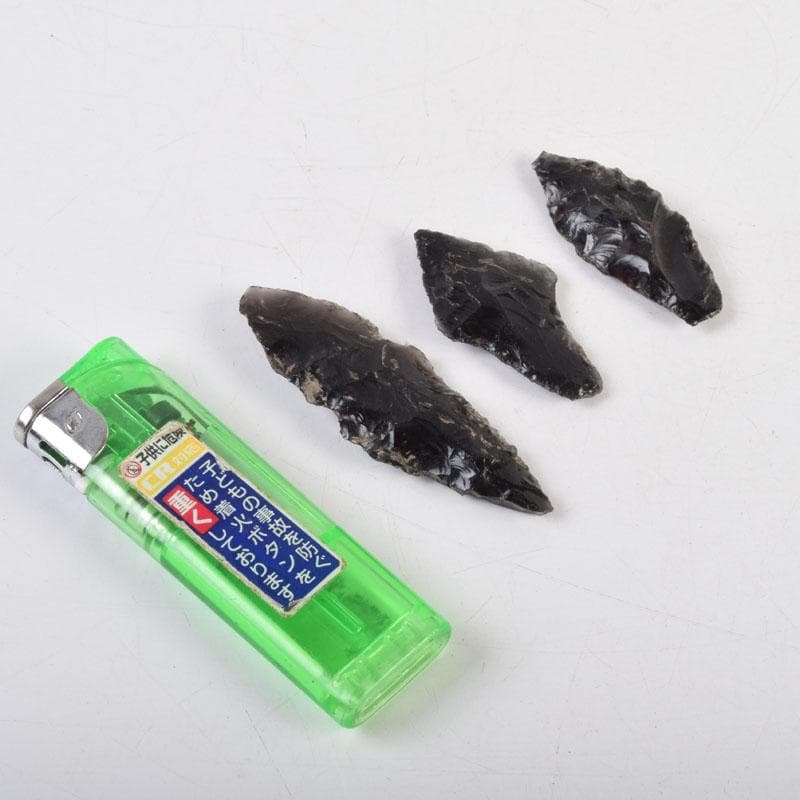 石器時代　黒曜石　矢尻　3点　時代箱付　N　9169