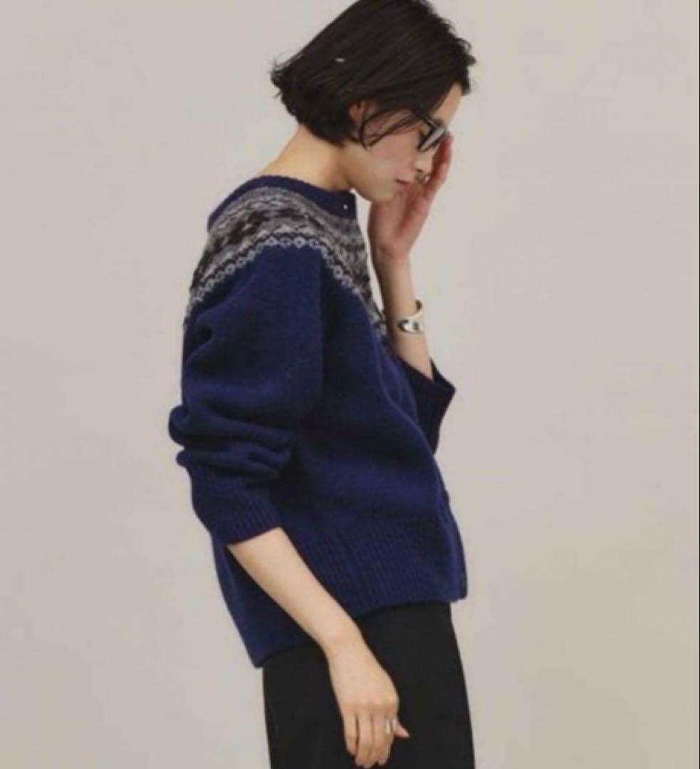 Curensologyビーズキュウシンジャガードニットカーディガン