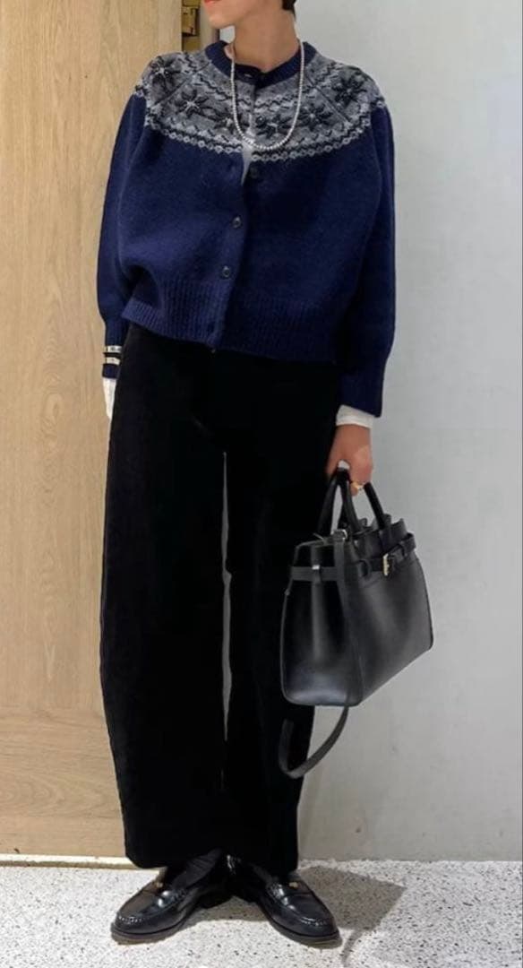 Curensologyビーズキュウシンジャガードニットカーディガン