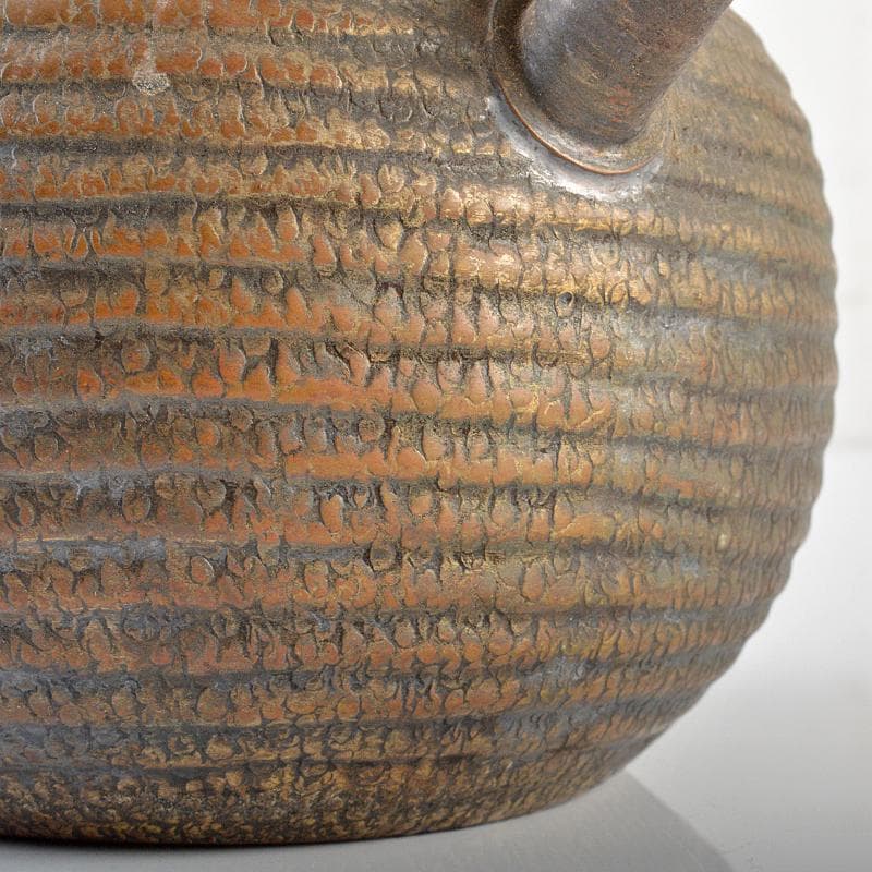 煎茶道具　金僲堂造　黄銅　柚子肌　線文　湯沸し　急須　D　R6186