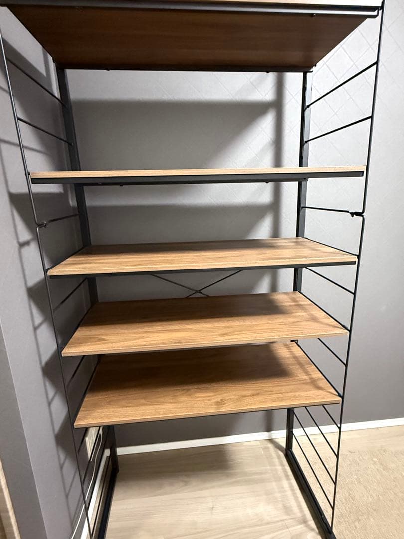 ニトリ　突っ張り壁面収納 Nポルダディープ(ミドルブラウン)