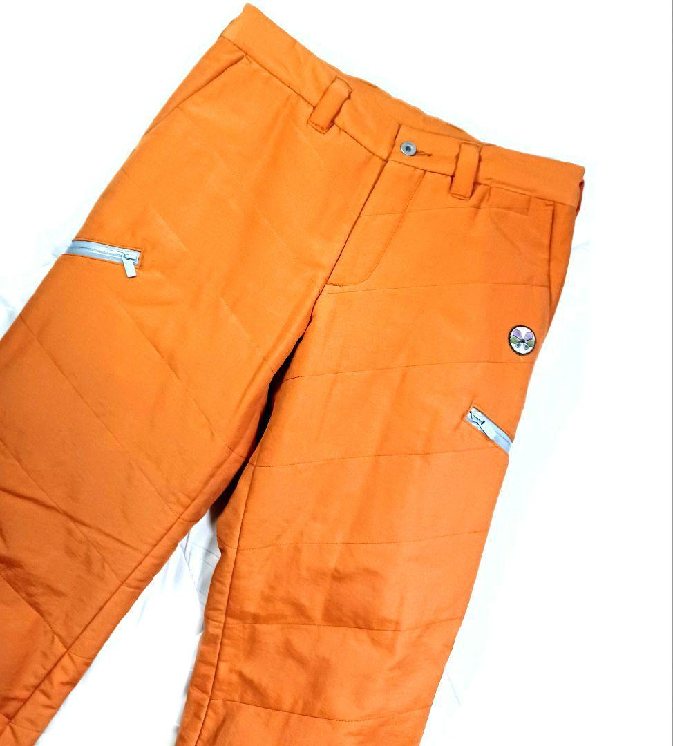美品■TOVHO トヴホ 裏地付 防寒 撥水 中綿パンツ オレンジ メンズ 03