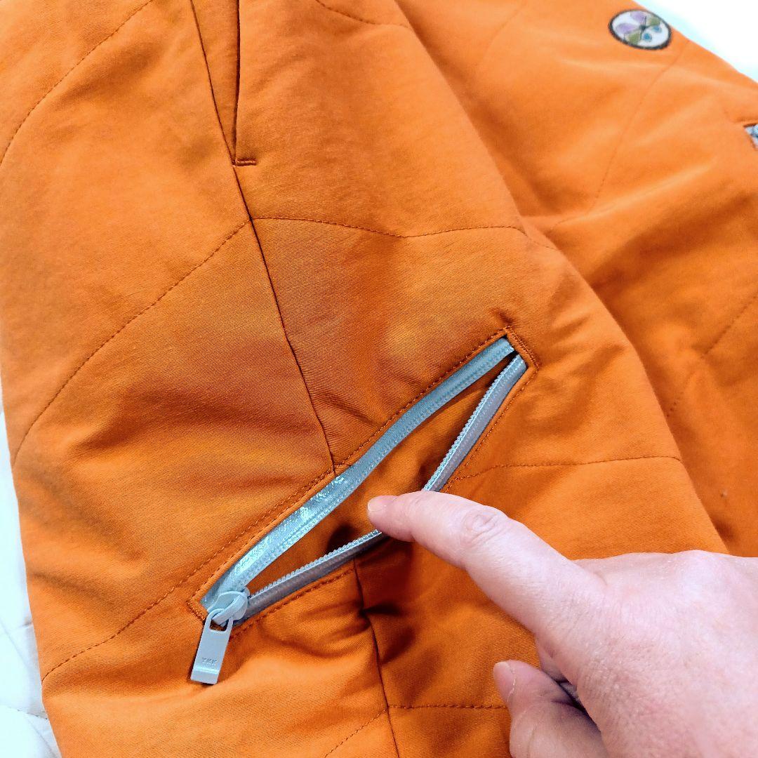 美品■TOVHO トヴホ 裏地付 防寒 撥水 中綿パンツ オレンジ メンズ 03