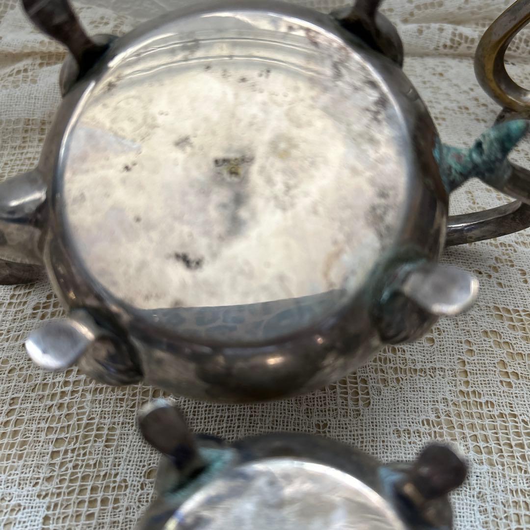 アンティーク・ヴィンテージ・4点・銀製ベルギー・コーヒー紅茶シュガー