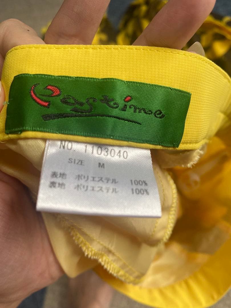 社交ダンス衣装 イエローとブラウンの葉模様