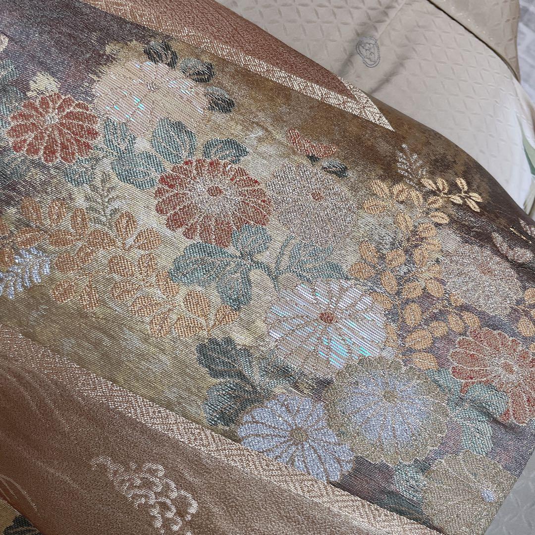 訪問着　フルセット　熨斗　そよ風　手刺繍　地紋　七宝　着物　I8