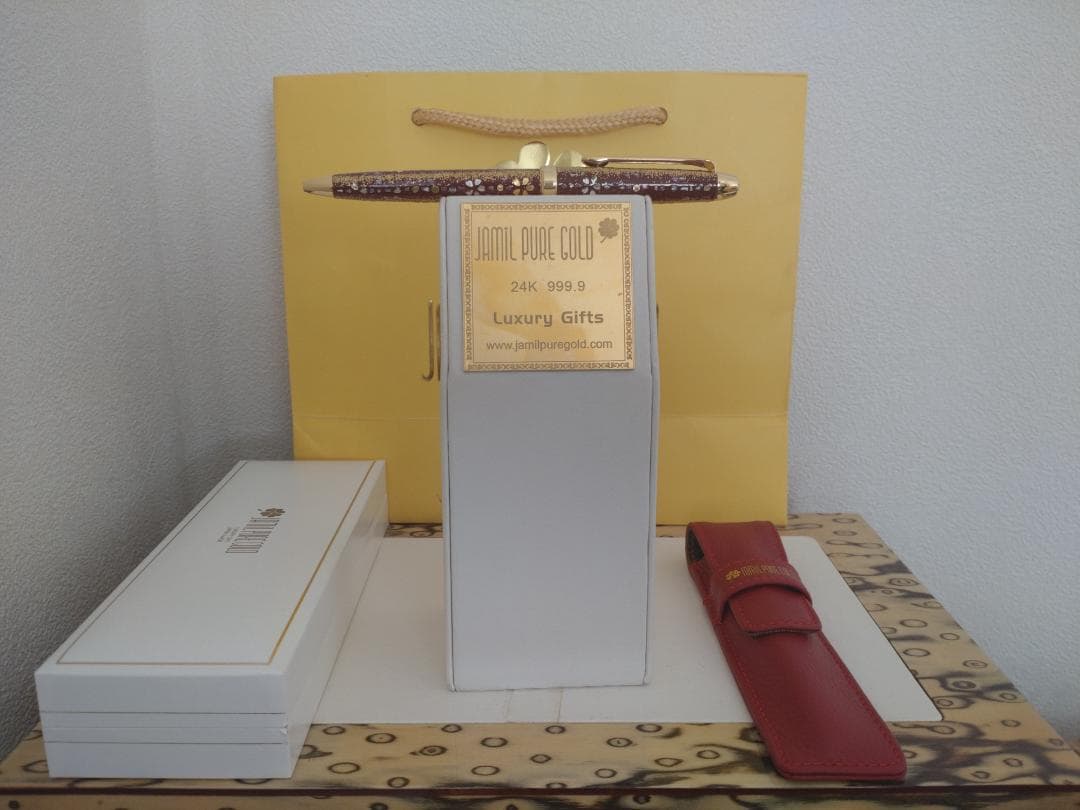  GOLD PEN 螺鈿　本革ケース付き